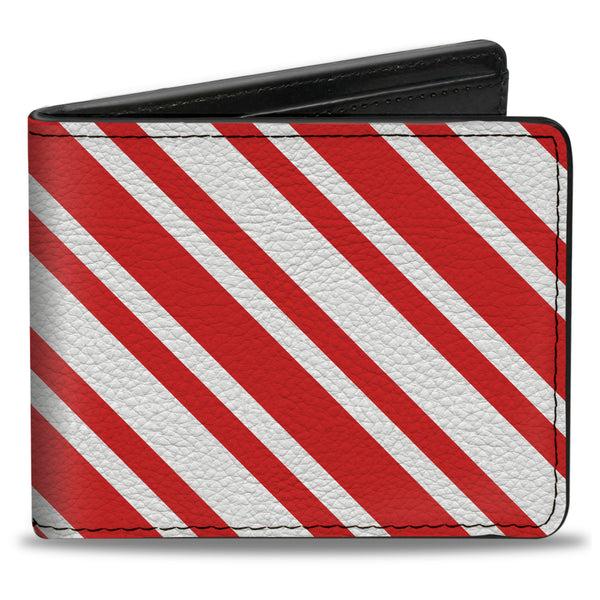 Buckle-Down Bi-Fold Wallet - Candy Cane3 Stripe White 3-Red