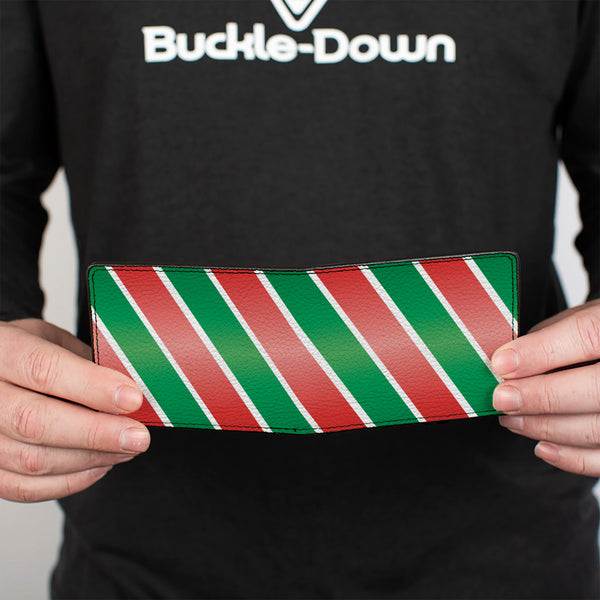 Buckle-Down Bi-Fold Wallet - Candy Cane4 White Red Green