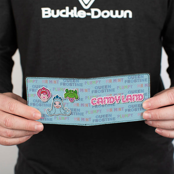Buckle-Down Bi-Fold Wallet - CANDY LAND Character Trio And Text Blue/Multi Color