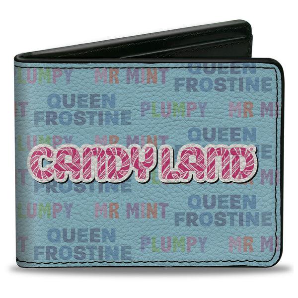 Buckle-Down Bi-Fold Wallet - CANDY LAND Character Trio and Text Blue/Multi Color