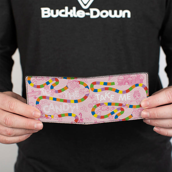 Buckle-Down Bi-Fold Wallet - Candy Land Game Path And Characters TAKE ME TO THE CANDY Pinks