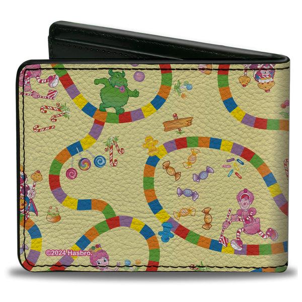 Buckle-Down Bi-Fold Wallet - Candy Land Kandy King Game Path Pose And Characters Yellow/Multi Color