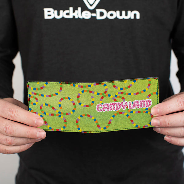 Buckle-Down Bi-Fold Wallet - CANDY LAND Title Logo And Game Path Green/Multi Color