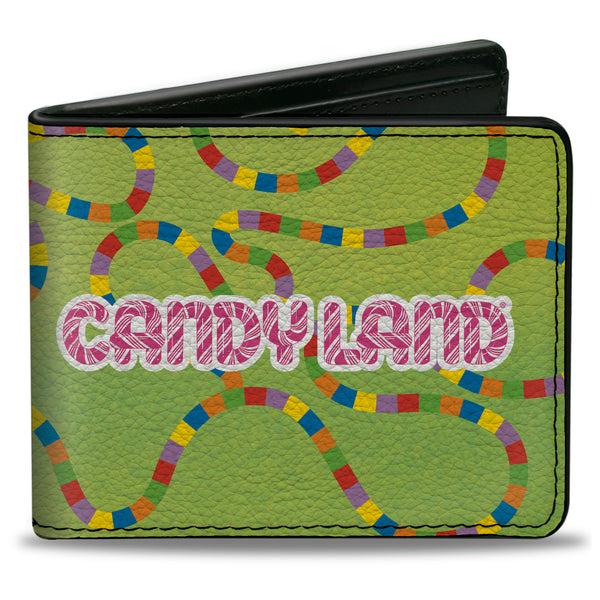 Buckle-Down Bi-Fold Wallet - CANDY LAND Title Logo and Game Path Green/Multi Color
