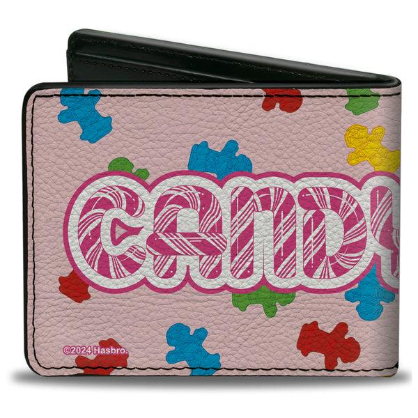 Buckle-Down Bi-Fold Wallet - CANDYLAND Title Logo And Gingerbread Token Icons Scattered Pink