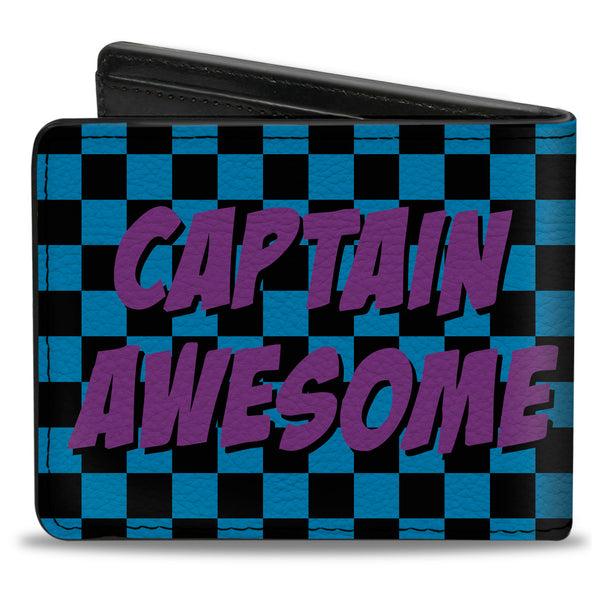 Buckle-Down Bi-Fold Wallet - CAPTAIN AWESOME Turquoise Checker Fuchsia