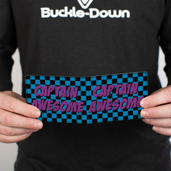 Buckle-Down Bi-Fold Wallet - CAPTAIN AWESOME Turquoise Checker Fuchsia
