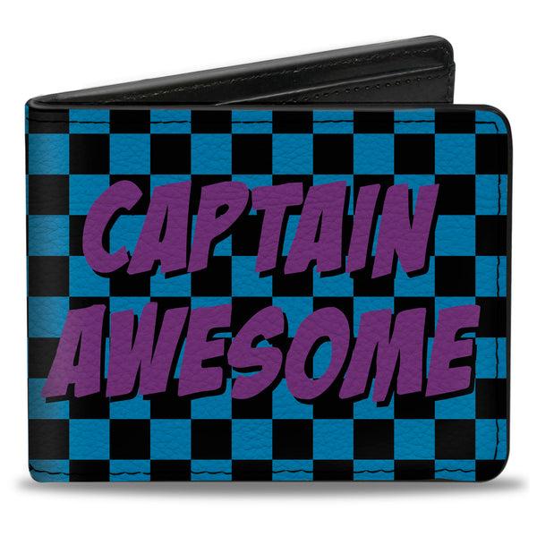 Buckle-Down Bi-Fold Wallet - CAPTAIN AWESOME Turquoise Checker Fuchsia