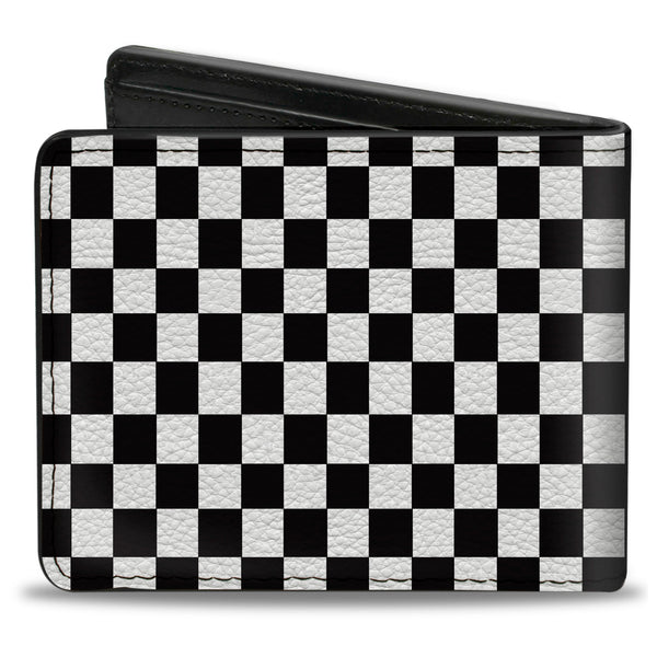 Buckle-Down Bi-Fold Wallet - Carroll Shelby 60 YEARS-SHELBY SINCE 1962 Checker Logo Black White