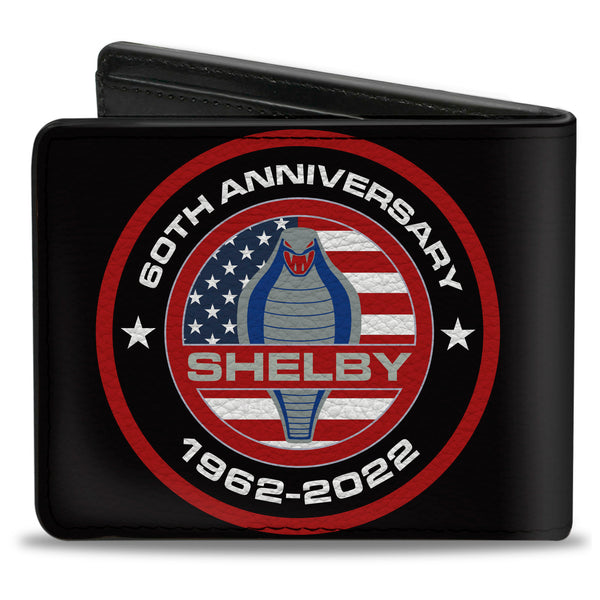 Buckle-Down Bi-Fold Wallet - Carroll Shelby 60TH ANNIVERSARY SHELBY Cobra Icon Black Red White Gray Blue