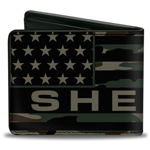 Buckle-Down Bi-Fold Wallet - Carroll Shelby SHELBY Stretch Americana Camo Olive/Black