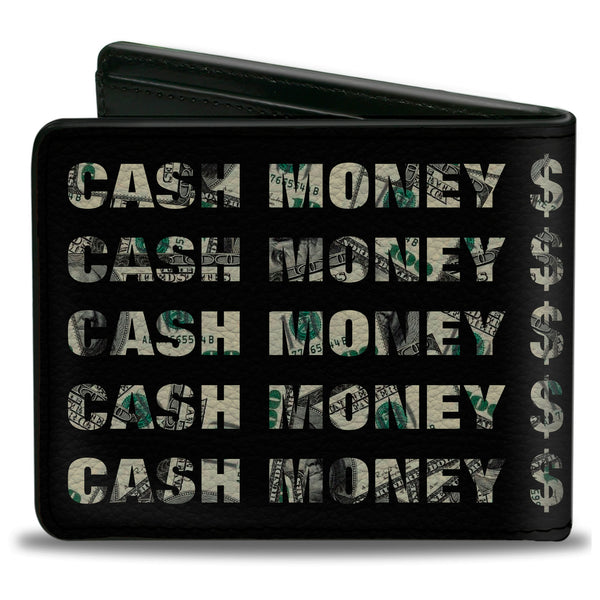 Buckle-Down Bi-Fold Wallet - CASH MONEY $ Black Dollars
