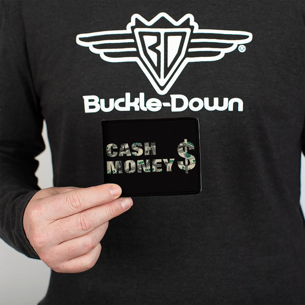 Buckle-Down Bi-Fold Wallet - CASH MONEY $ Black Dollars