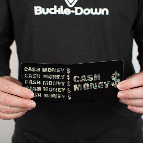 Buckle-Down Bi-Fold Wallet - CASH MONEY $ Black Dollars