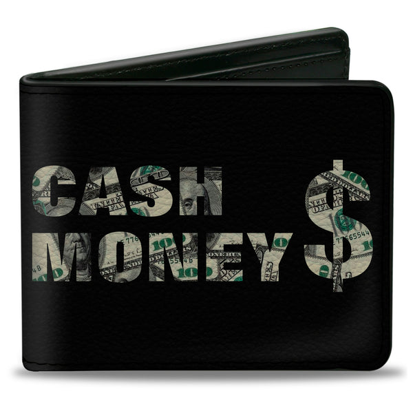 Buckle-Down Bi-Fold Wallet - CASH MONEY $ Black Dollars