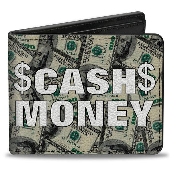 Buckle-Down Bi-Fold Wallet - CASH MONEY $ Dollars White
