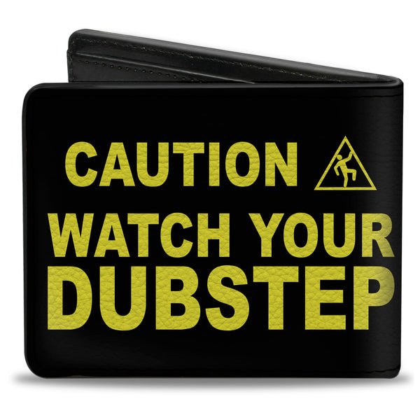 Buckle-Down Bi-Fold Wallet - CAUTION WATCH YOUR DUBSTEP Black Yellow