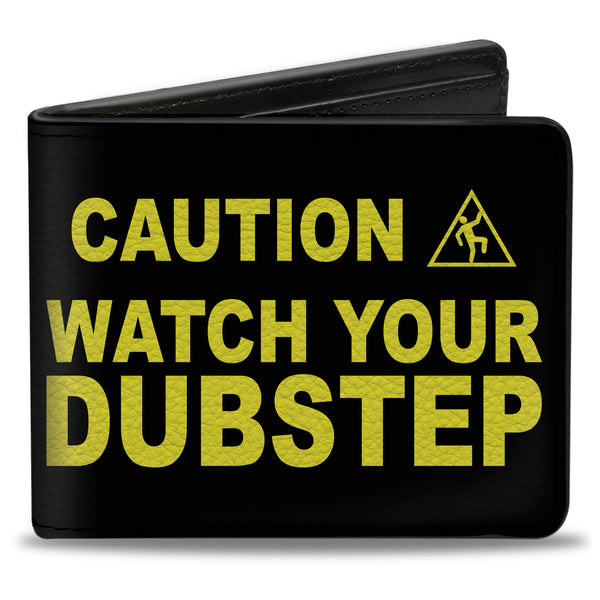 Buckle-Down Bi-Fold Wallet - CAUTION WATCH YOUR DUBSTEP Black Yellow