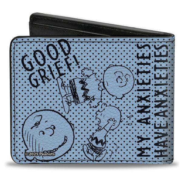 Buckle-Down Bi-Fold Wallet - CHARLIE BROWN Poses And Quotes Light Blue/Black