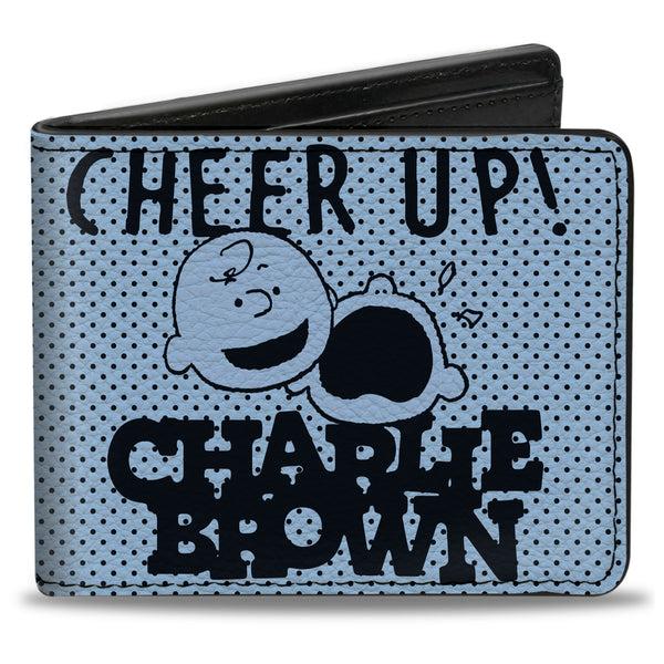 Buckle-Down Bi-Fold Wallet - CHARLIE BROWN Poses and Quotes Light Blue/Black