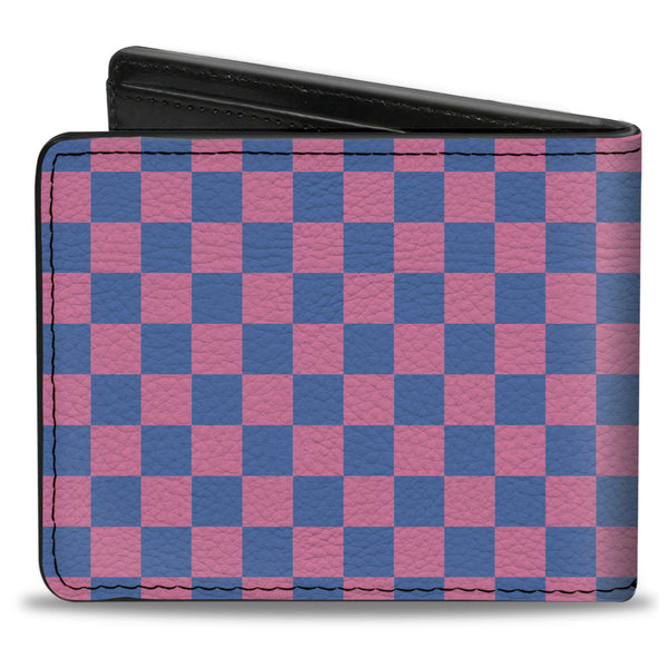 Buckle-Down Bi-Fold Wallet - Checker Baby Pink Baby Blue