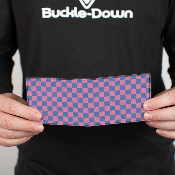 Buckle-Down Bi-Fold Wallet - Checker Baby Pink Baby Blue