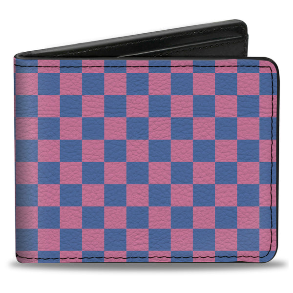 Buckle-Down Bi-Fold Wallet - Checker Baby Pink Baby Blue