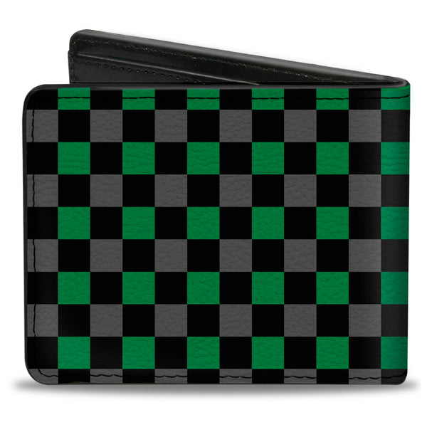 Buckle-Down Bi-Fold Wallet - Checker Black Gray 2 Green