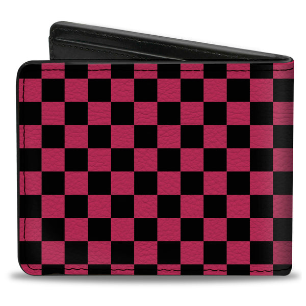 Buckle-Down Bi-Fold Wallet - Checker Black Honeysuckle Red