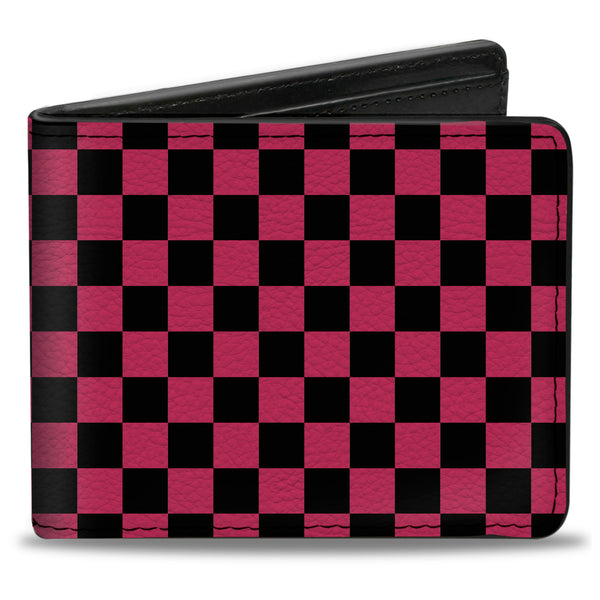Buckle-Down Bi-Fold Wallet - Checker Black Honeysuckle Red