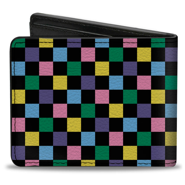 Buckle-Down Bi-Fold Wallet - Checker Black Multi Pastel
