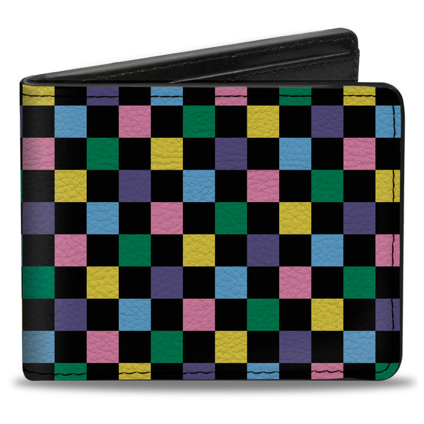 Buckle-Down Bi-Fold Wallet - Checker Black Multi Pastel