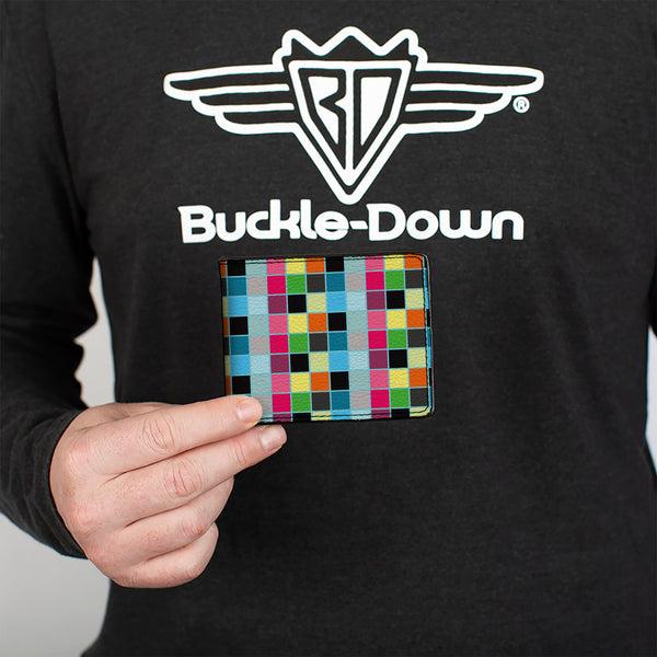 Buckle-Down Bi-Fold Wallet - Checker Bright Pastel W Outline