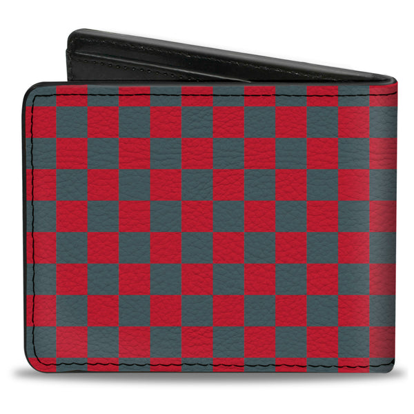 Buckle-Down Bi-Fold Wallet - Checker Crimson Red Gray