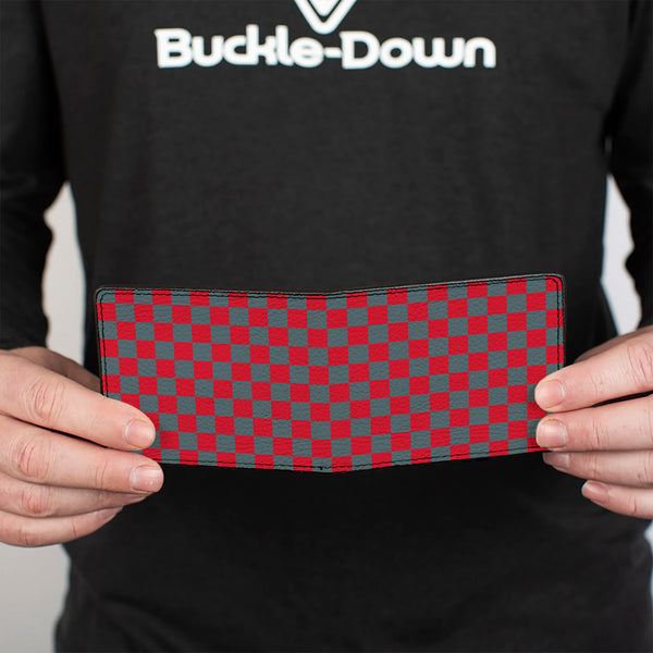 Buckle-Down Bi-Fold Wallet - Checker Crimson Red Gray