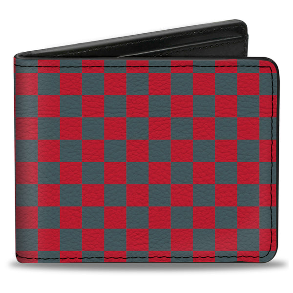 Buckle-Down Bi-Fold Wallet - Checker Crimson Red Gray