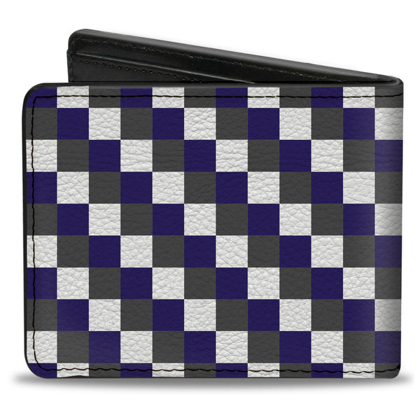 Buckle-Down Bi-Fold Wallet - Checker Gray Purple White