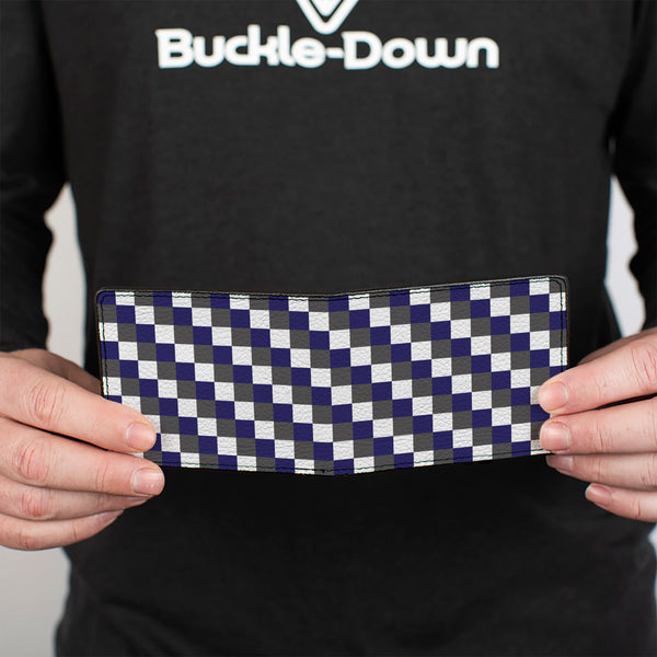 Buckle-Down Bi-Fold Wallet - Checker Gray Purple White