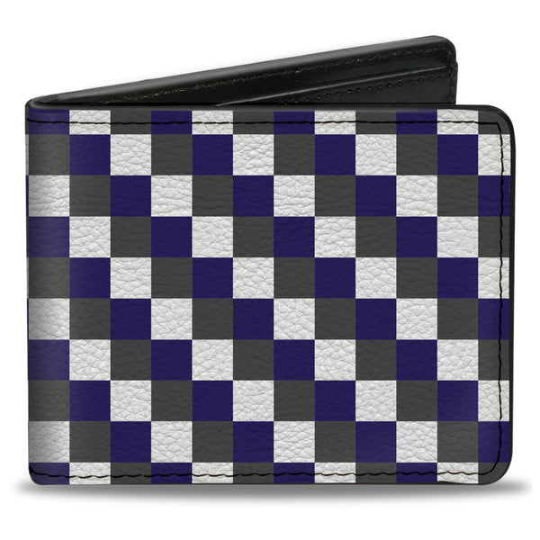 Buckle-Down Bi-Fold Wallet - Checker Gray Purple White