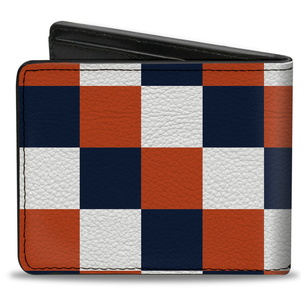 Buckle-Down Bi-Fold Wallet - Checker Navy Orange White