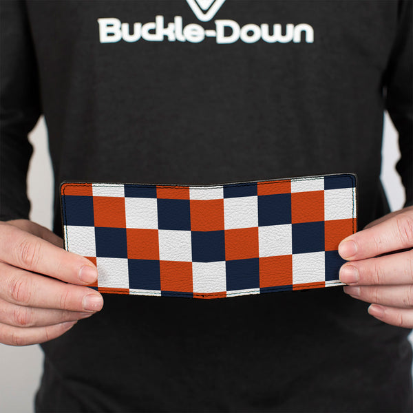 Buckle-Down Bi-Fold Wallet - Checker Navy Orange White