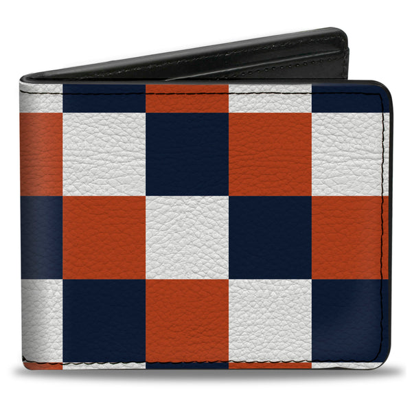 Buckle-Down Bi-Fold Wallet - Checker Navy Orange White