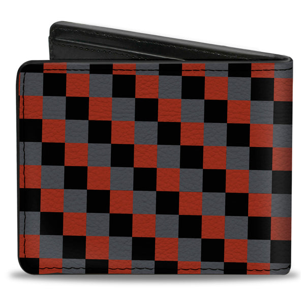 Buckle-Down Bi-Fold Wallet - Checker Trio Gray Black Red