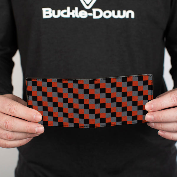 Buckle-Down Bi-Fold Wallet - Checker Trio Gray Black Red