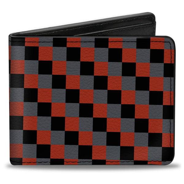 Buckle-Down Bi-Fold Wallet - Checker Trio Gray Black Red