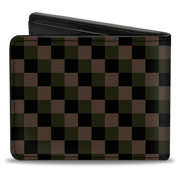 Buckle-Down Bi-Fold Wallet - Checker Trio Tan Black Olive