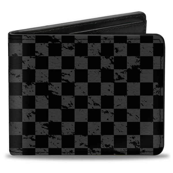 Buckle-Down Bi-Fold Wallet - Checker Weathered Black Gray
