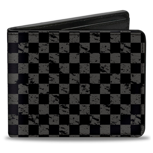 Buckle-Down Bi-Fold Wallet - Checker Weathered2 Black Gray