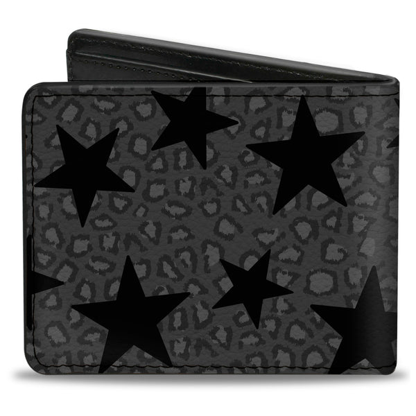 Buckle-Down Bi-Fold Wallet - Cheetah Stars Gray Black