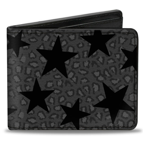 Buckle-Down Bi-Fold Wallet - Cheetah Stars Gray Black